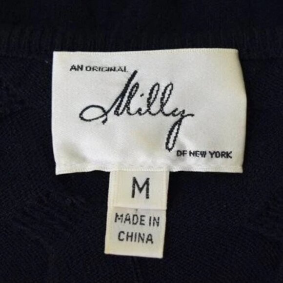 MILLY NAVY CABLE KNIT CHAIN SWEATER DRESS - Picture 6 of 7